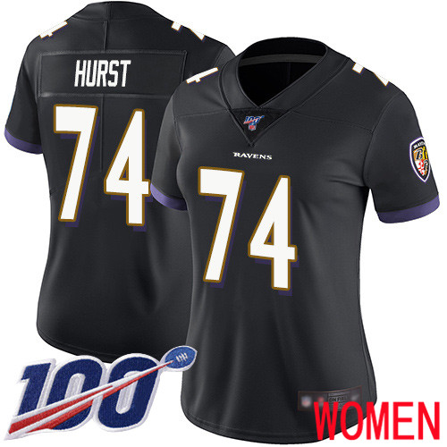 Baltimore Ravens Limited Black Women James Hurst Alternate Jersey NFL Football #74 100th Season Vapor Untouchable->baltimore ravens->NFL Jersey